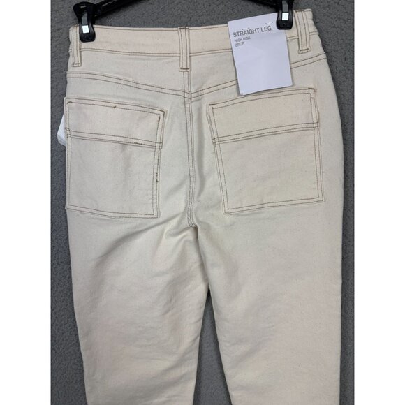 Indigo Rein Juniors' Women's Beige Baggy Denim Jeans Straight Leg Crop 7 NWT's - Picture 5 of 8